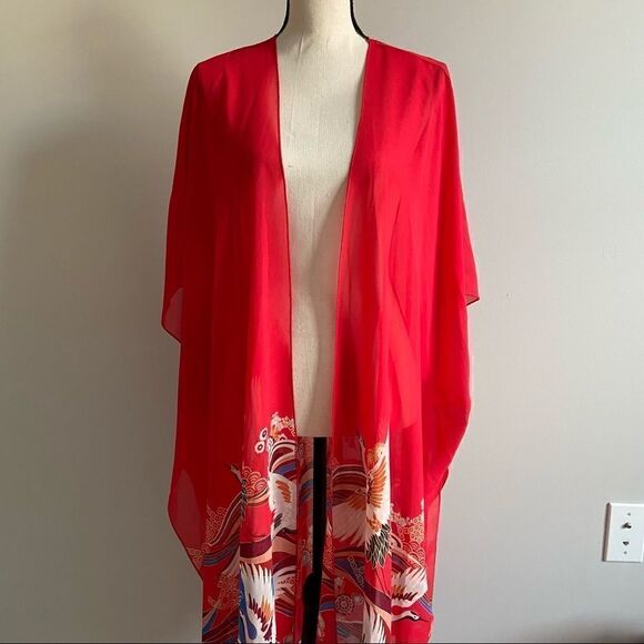Forever 21 Contemporary Red Dove Kimono - Picture 1 of 6